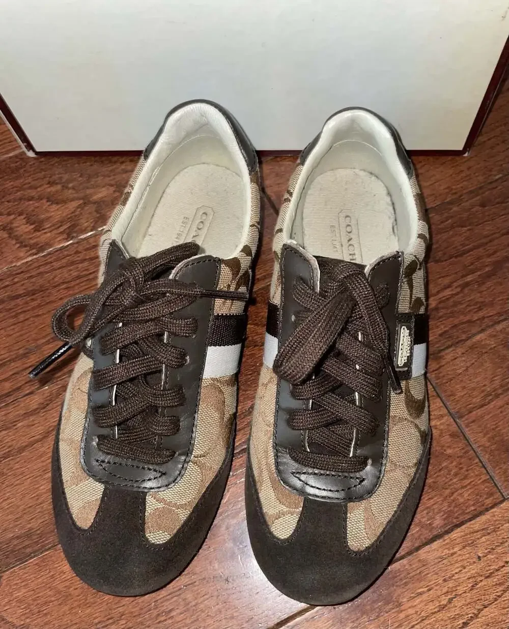 COACH Joss Signature C Y2K Retro Low Profile Sneakers Brown Size 5